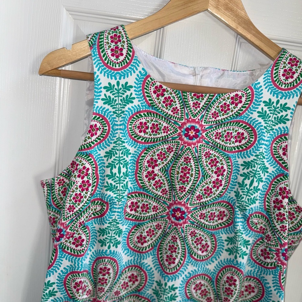 London Times Sleeveless Floral Dress 12 Colorful Zip Back Spring Feminine Resort - Picture 3 of 8